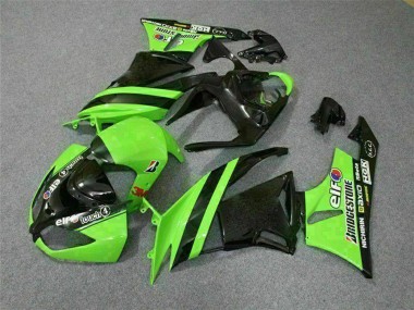 Buy 2009-2012 Kawasaki ZX6R Motorcycle Fairings - Green Glossy Black Elf Touch4 Bridgestone UK