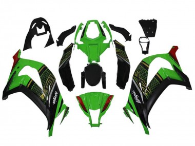 Buy 2011-2015 Kawasaki ZX10R Motorcycle Fairings - Green Glossy Black Red Honeycomb UK