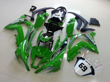 Buy 2011-2015 Kawasaki ZX10R Motorcycle Fairings - Green Glossy Black Elf Henleys Vent-Axia 69 UK