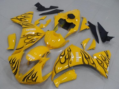 Buy 2012-2014 Yamaha YZF R1 Motorcycle Fairings - Yellow Black Flame UK
