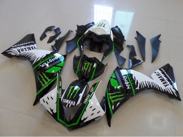 2012-2014 Yamaha YZF R1 Motorcycle Fairing - White Black Green Monster UK