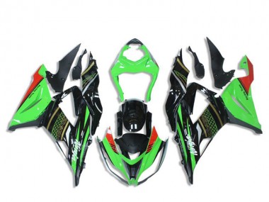 Buy 2013-2018 Kawasaki ZX6R Motorcycle Fairings - Green Glossy Black Red Honeycomb UK