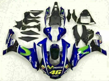 Buy 2015-2019 Yamaha YZF R1 Motorcycle Fairings - Blue Silver Black Green MoviStar UK