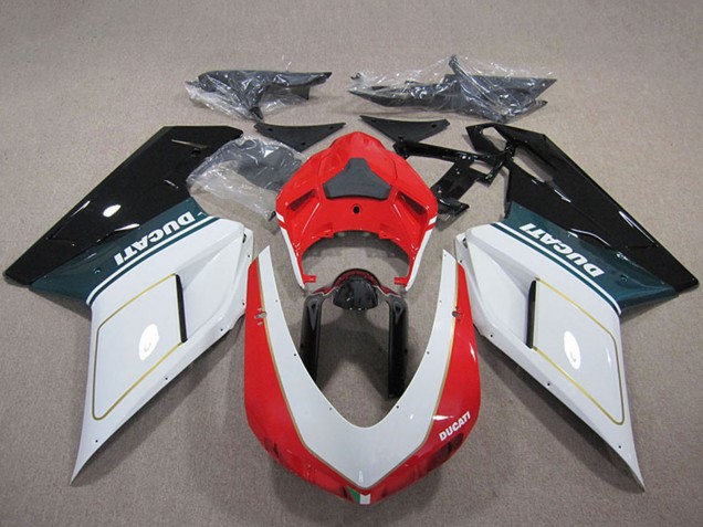 2007-2014 Ducati 848 1098 1198 Motorcycle Fairing Kits - White Red Glossy Black UK