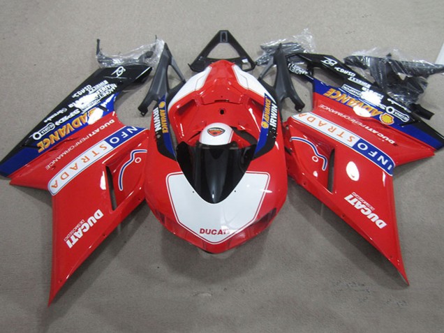 2007-2014 Ducati 1098 Motorcycle Fairings - Red White Black Info Strada Advance UK