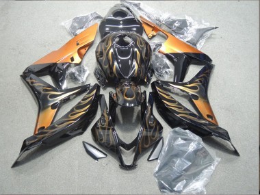 Buy 2004-2005 Honda CBR1000RR Motorcycle Fairings - Glossy Black Gold Flame UK