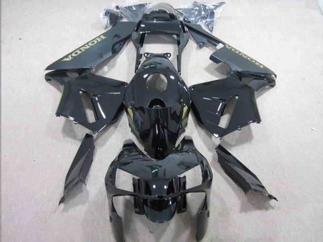 2003-2004 Honda CBR600RR Motorcycle Fairings - Glossy Black Matte Black Gold Decal UK