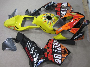 Buy 2003-2004 Honda CBR600RR Motorcycle Fairings - Yellow Orange Glossy Black Rossi Repsol 46 UK