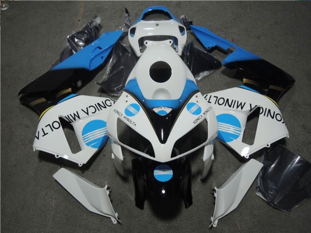 2005-2006 Honda CBR600RR Motorcycle Fairing - White Blue Glossy Black Konica Minolta UK