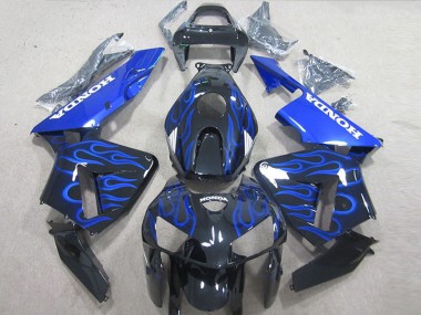 Buy 2005-2006 Honda CBR600RR Motorcycle Fairing Kits - Glossy Black Blue Flame UK