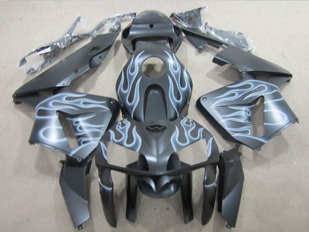 2005-2006 Honda CBR600RR Motorcycle Fairings - Matte Black Silver Flame UK