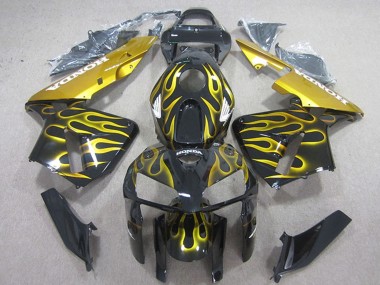 Buy 2005-2006 Honda CBR600RR Motorcycle Fairings - Glossy Black Yellow Flame UK