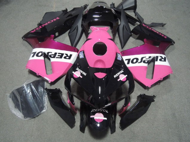 2005-2006 Honda CBR600RR Motorcycle Fairings - Glossy Black Pink Repsol UK