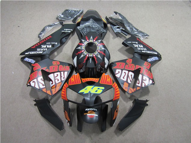 2005-2006 Honda CBR600RR Motorcycle Fairings - Matte Black Valentino Rossi Repsol 46 UK