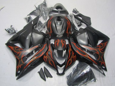 Buy 2009-2012 Honda CBR600RR Motorcycle Fairings - Matte Black Orange Flame UK