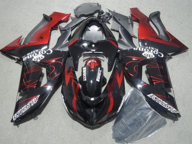 Buy 2006-2007 Kawasaki ZX10R Motorcycle Fairings - Glossy Black Red Flame Alstare Corona Extra UK