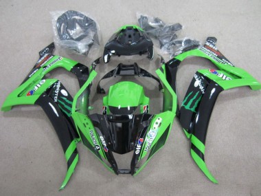 Buy 2011-2015 Kawasaki ZX10R Motorcycle Fairings - Green Glossy Black Green Elf Touch4 Monster UK