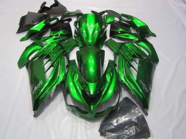 Buy 2012-2024 Kawasaki ZX14R ZZR1400 Motorcycle Fairings - Green Glossy Black Silver Ninja UK