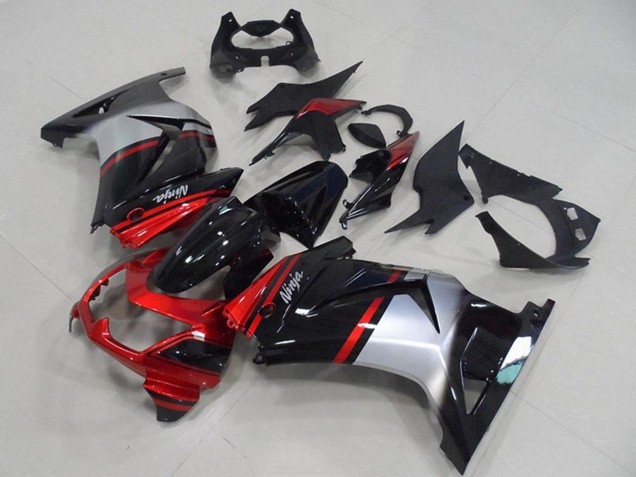 2008-2012 Kawasaki ZX250R Motorcycle Fairings - Red Silver Glossy Black UK