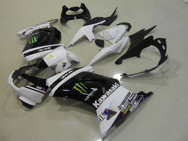 2008-2012 Kawasaki ZX250R Motorcycle Fairings - White Glossy Black GREEN Elf Monster UK