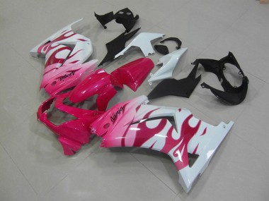 Buy 2008-2012 Kawasaki ZX250R Motorcycle Fairings - White Pink Flame UK