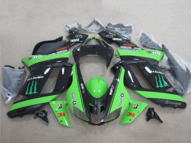 Buy 2007-2008 Kawasaki ZX6R Motorcycle Fairings - Green Black 3M Monster UK