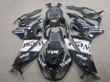 Buy 2009-2012 Kawasaki ZX6R Motorcycle Fairings - Glossy Black White West UK