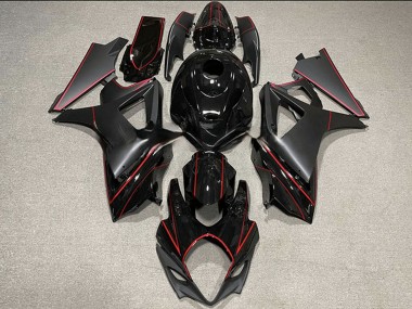 Buy 2007-2008 Suzuki GSXR 1000 Motorcycle Fairings - Glossy Black Matte Black Red Trim UK