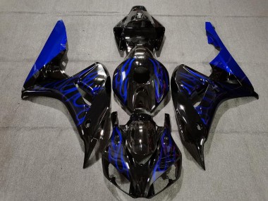 Buy 2006-2007 Honda CBR1000RR Motorcycle Fairing - Glossy Black Blue Flame UK