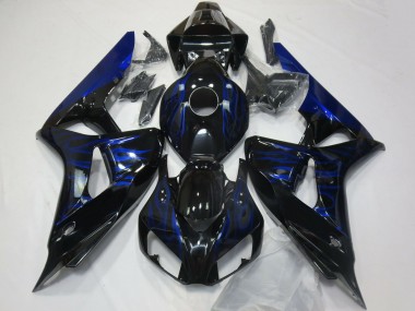 Buy 2006-2007 Honda CBR1000RR Motorcycle Fairings - Glossy Black Blue Flame UK