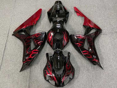 Buy 2006-2007 Honda CBR1000RR Motorcycle Fairings - Glossy Black Red Flame UK