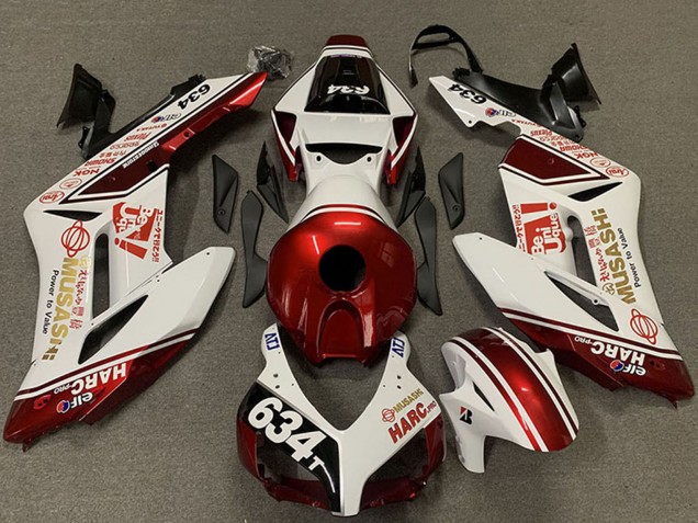 2004-2005 Honda CBR1000RR Motorcycle Fairings - White Red Musashi 634 UK