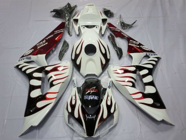 Buy 2006-2007 Honda CBR1000RR Motorcycle Fairings - White Red Glossy Black Flame UK