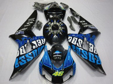Buy 2006-2007 Honda CBR1000RR Motorcycle Fairings - Glossy Black Blue Rossi 46 UK