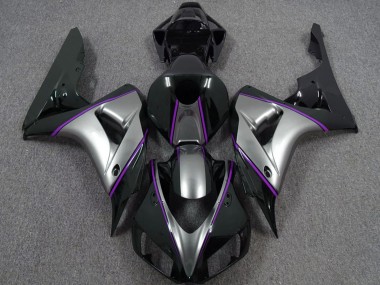 Buy 2006-2007 Honda CBR1000RR Motorcycle Fairings - Silver Purple Glossy Black Pinstripe UK