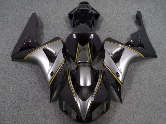 2006-2007 Honda CBR1000RR Motorcycle Fairings - Silver Yellow Glossy Black Pinstripe UK
