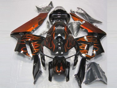 Buy 2005-2006 Honda CBR600RR Motorcycle Fairings - Glossy Black Orange Flame UK