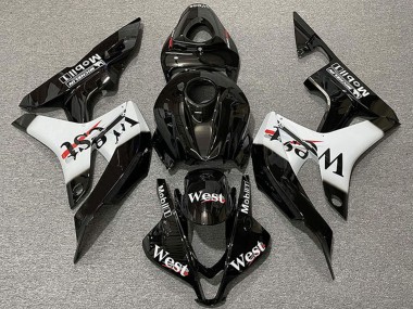 Buy 2007-2008 Honda CBR600RR Motorcycle Fairings - Glossy Black White West Style UK