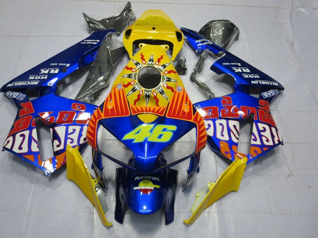 2005-2006 Honda CBR600RR Motorcycle Fairings - Yellow Blue Rossi 46 UK