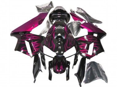 Buy 2005-2006 Honda CBR600RR Motorcycle Fairings - Glossy Black Pink Flame UK