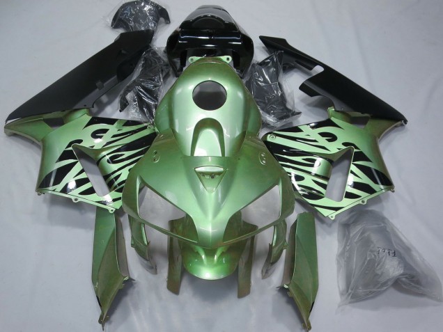 2005-2006 Honda CBR600RR Motorcycle Fairings - Light Green Black Flame UK