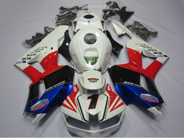 2013-2026 Honda CBR600RR Motorcycle Fairings - White Red Blue Black Number 1 UK