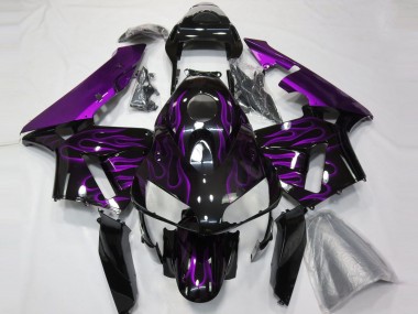 Buy 2003-2004 Honda CBR600RR Motorcycle Fairings - Glossy Black Purple Flame UK
