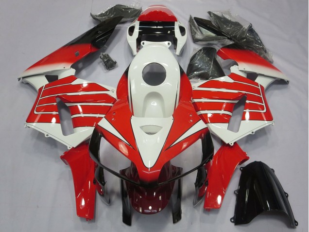 2005-2006 Honda CBR600RR Motorcycle Fairings - White Red Black Large Stripe UK
