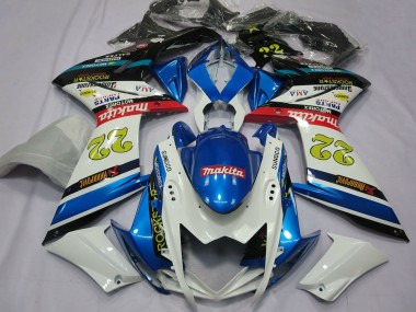 Buy 2007-2008 Suzuki GSXR 1000 Motorcycle Fairings - White Blue Red Black Motul 22 UK