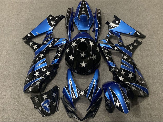 2007-2008 Suzuki GSXR 1000 Motorcycle Fairings - Blue Glossy Black Star UK