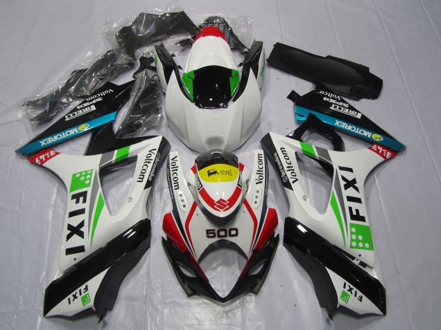 2007-2008 Suzuki GSXR 1000 Motorcycle Fairings - White Blue Green Yellow Red Fixi 500 UK
