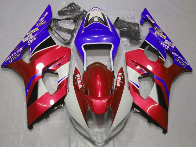 2003-2004 Suzuki GSXR 1000 Motorcycle Fairings - Candy Red White Blue UK