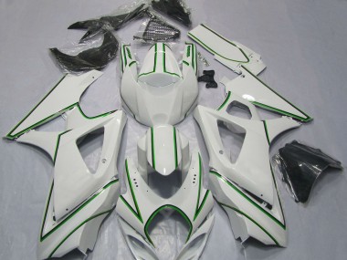 Buy 2007-2008 Suzuki GSXR 1000 Motorcycle Fairings - Glossy White Green Pinstripe UK