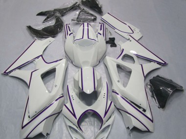 Buy 2007-2008 Suzuki GSXR 1000 Motorcycle Fairings - Glossy White Purple Pinstripe UK